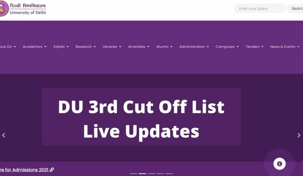 DU 3rd Cut Off List 2021 Live Updates Direct Link College Wise cutoff