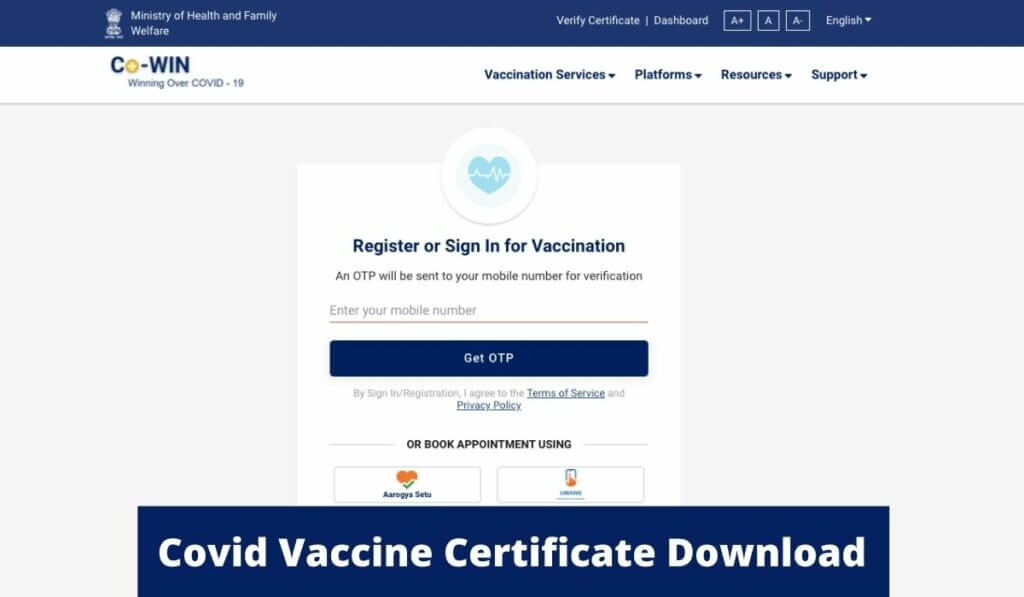 Covid Vaccine Certificate Download Direct Link at Cowin.gov.in