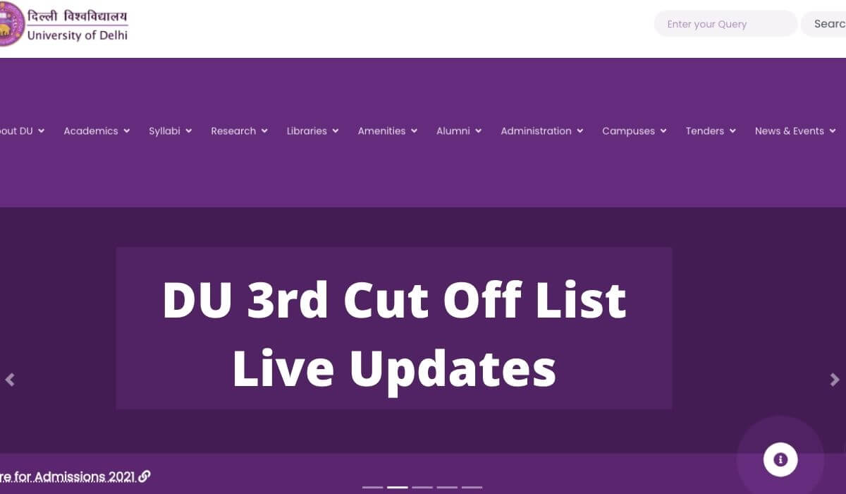 DU 3rd Cut Off List 2021 Live Updates Direct Link College Wise cutoff