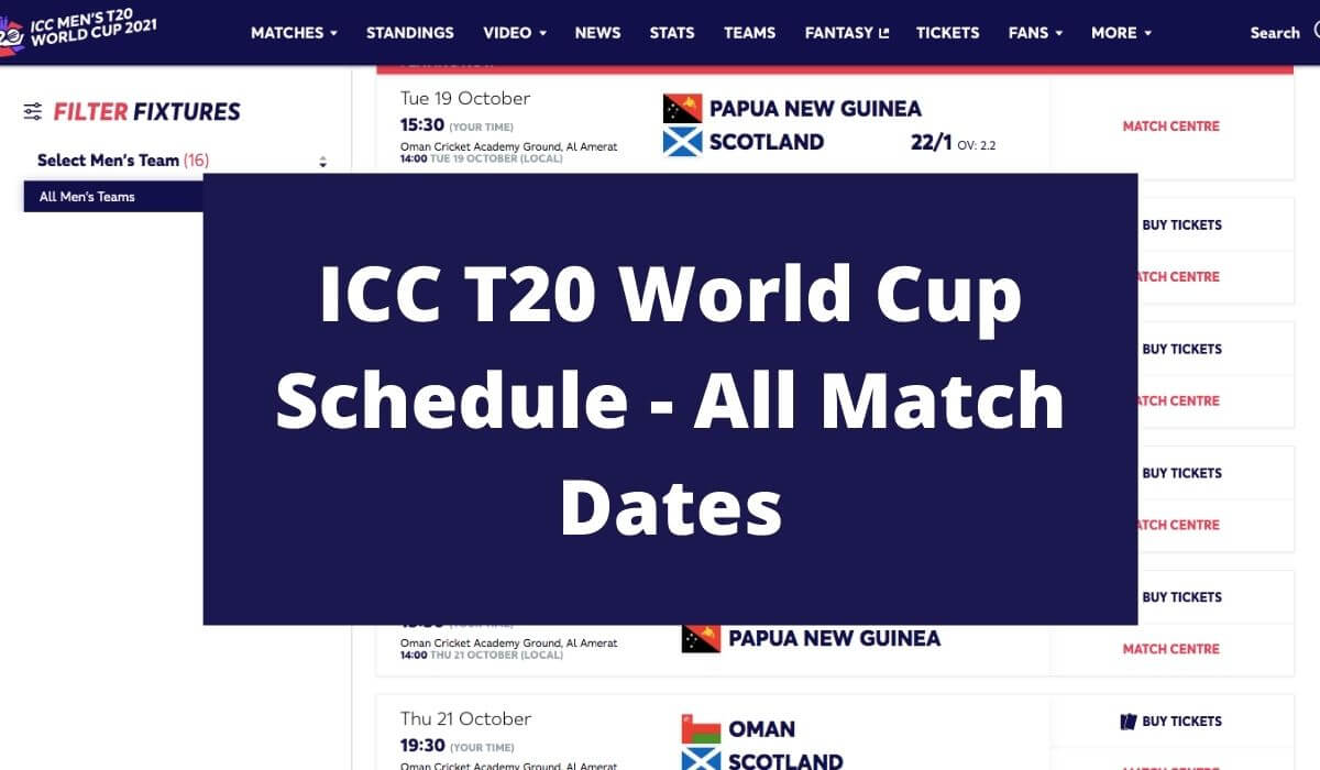 World schedule cup t20 icc T20 World