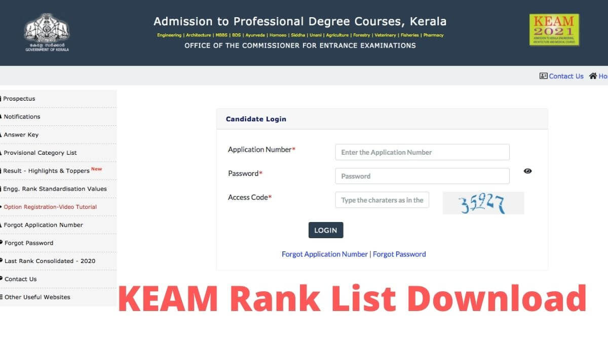 KEAM Rank List 2021 Direct Link and Check Toppers List