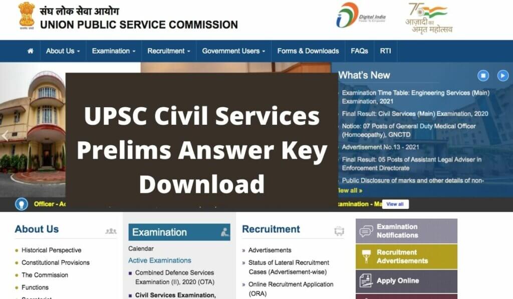 UPSC Civil Services Prelims Answer Key 2021 Download IAS, IFS, IPS Question Paper Solutions