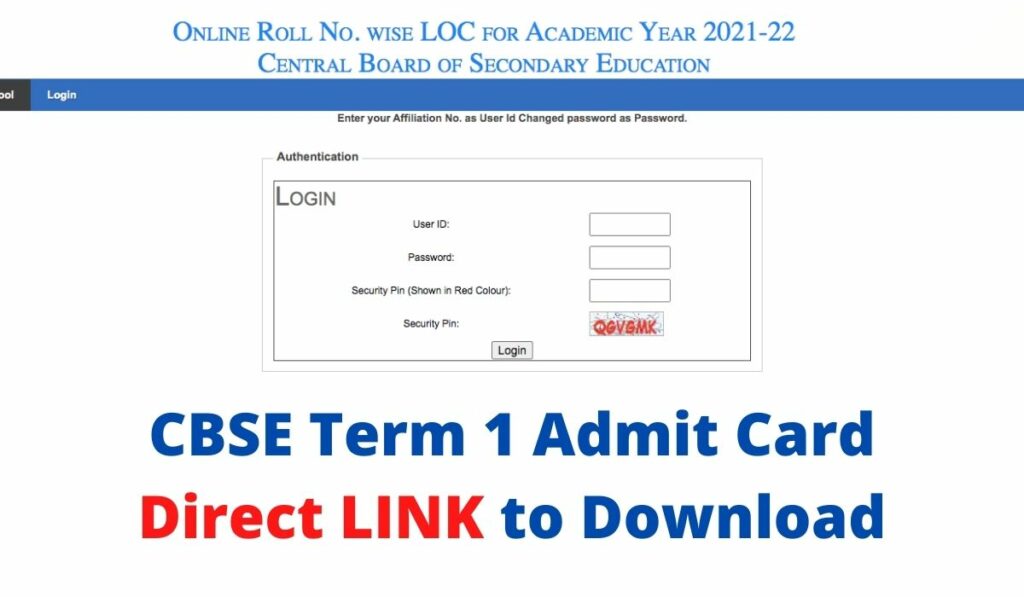 CBSE Term 1 Admit Card 2021-22 Released Class 10th and 12th Hall Ticket Download Direct LINK