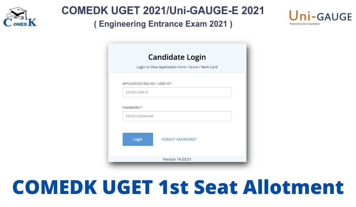 COMEDK UGET 1st Seat Allotment Result 2021 Download Link at www.comedk.org