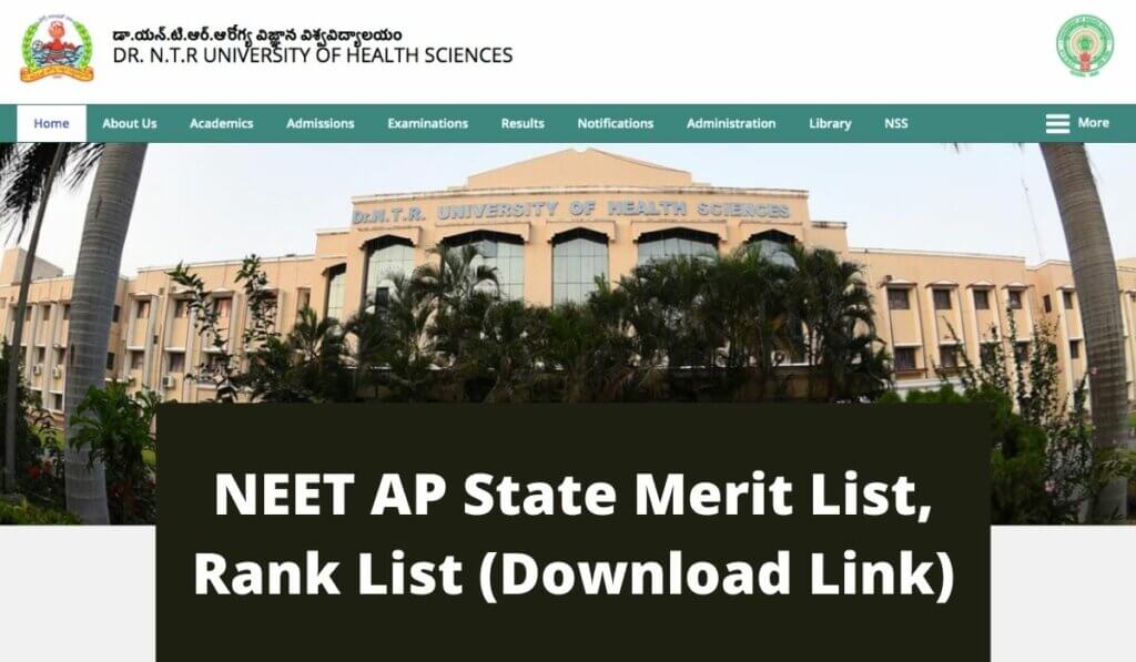 ntruhs.ap.nic.in NEET AP State Merit List 2021 Download Link for Rank List