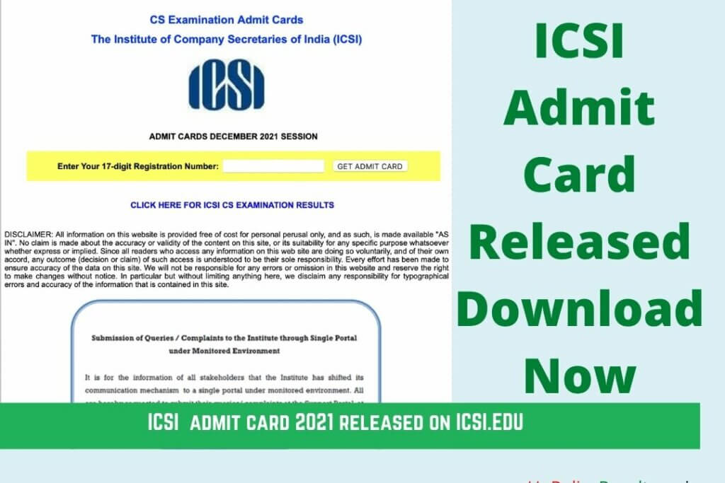 ICSI Admit card 2021 Download