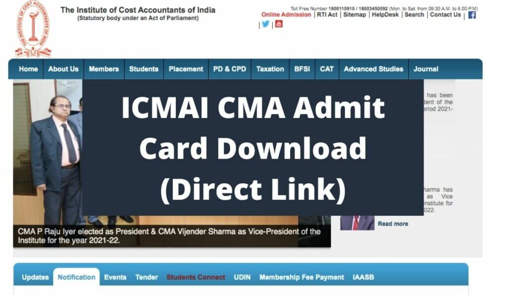 ICMAI CMA Admit Card 2021 (Direct Link) Download December Exam Hall Ticket