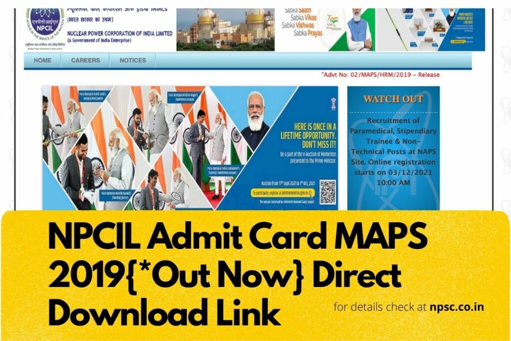 NPCIL Admit Card MAPS 2019{*Out Now} Direct Download Link