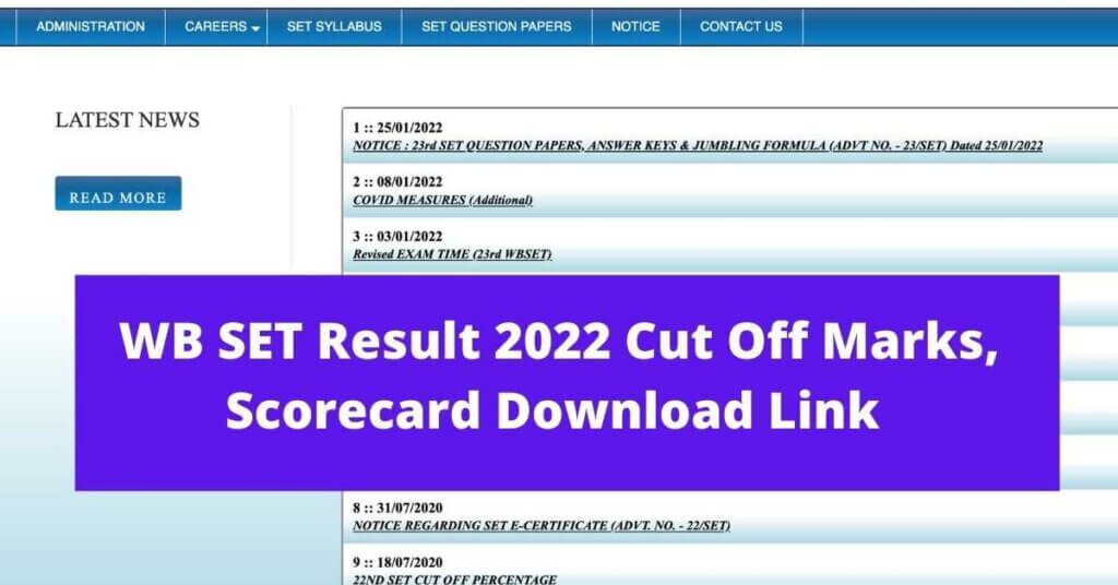  WB SET Result 2022wbcsc.org.in Cut Off Marks, Scorecard Download Link