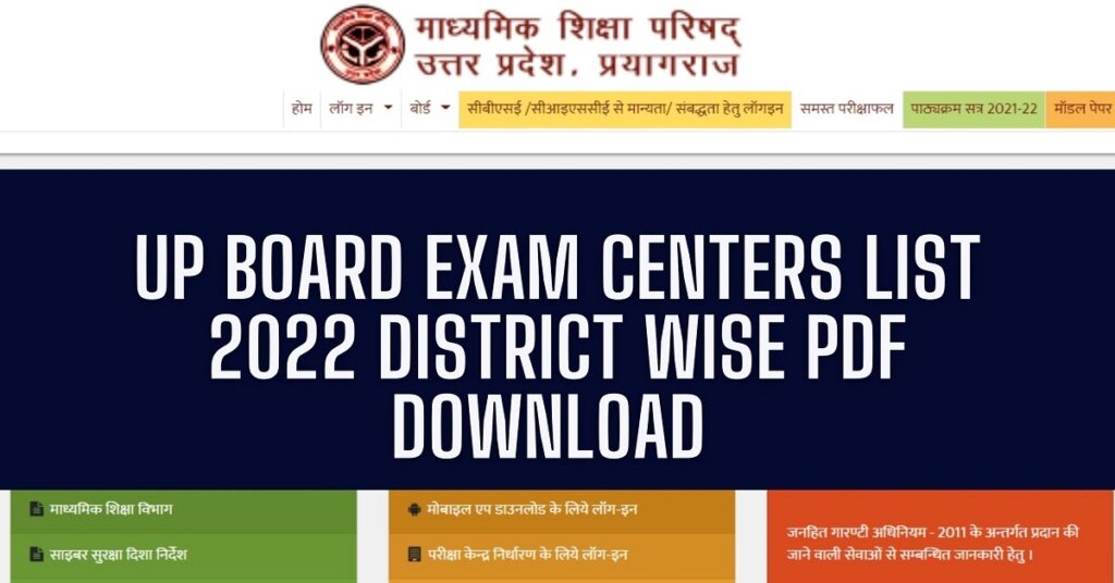 UP Board Exam Centers List 2022 District wise PDF Download