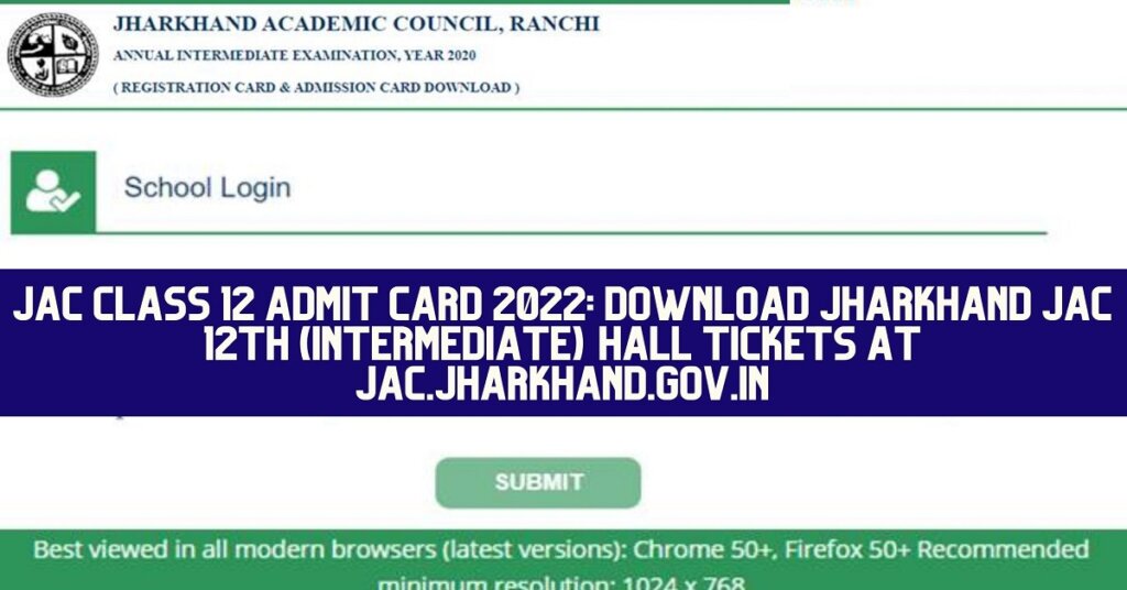 JAC Class 12 Admit Card 2022: Download Jharkhand JAC 12th (Intermediate) Hall Tickets at jac.jharkhand.gov.in