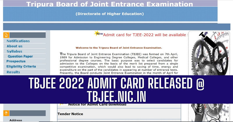 tripura tbjee admit card