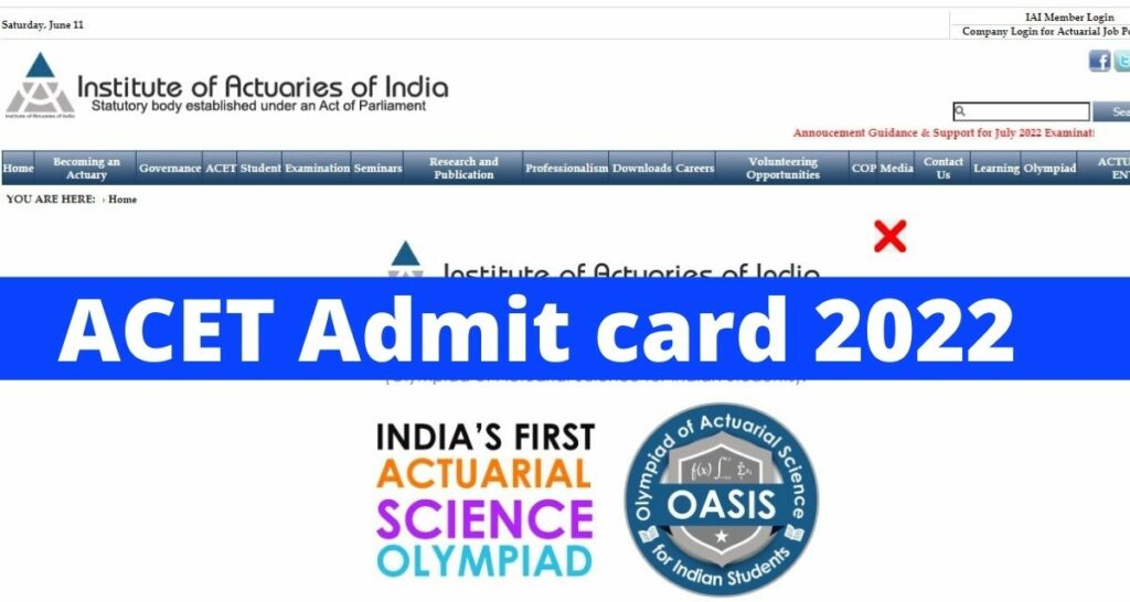 ACET Admit card 2022