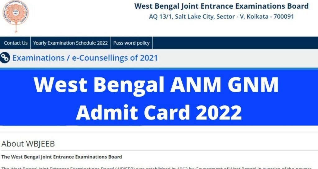West Bengal ANM GNM Admit Card 2022