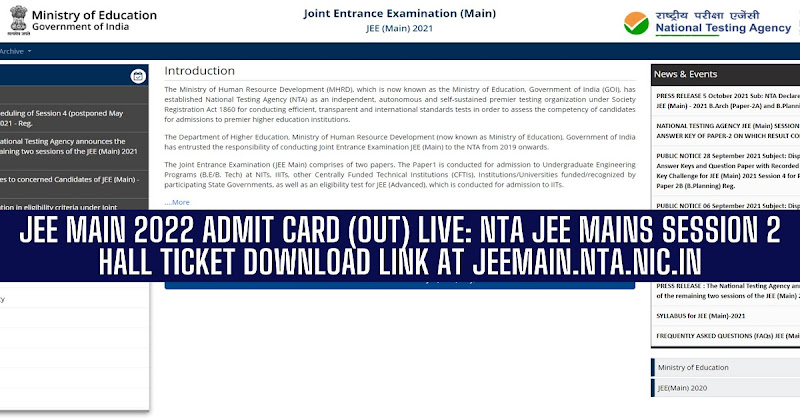 jee mains admit card session 2 2022