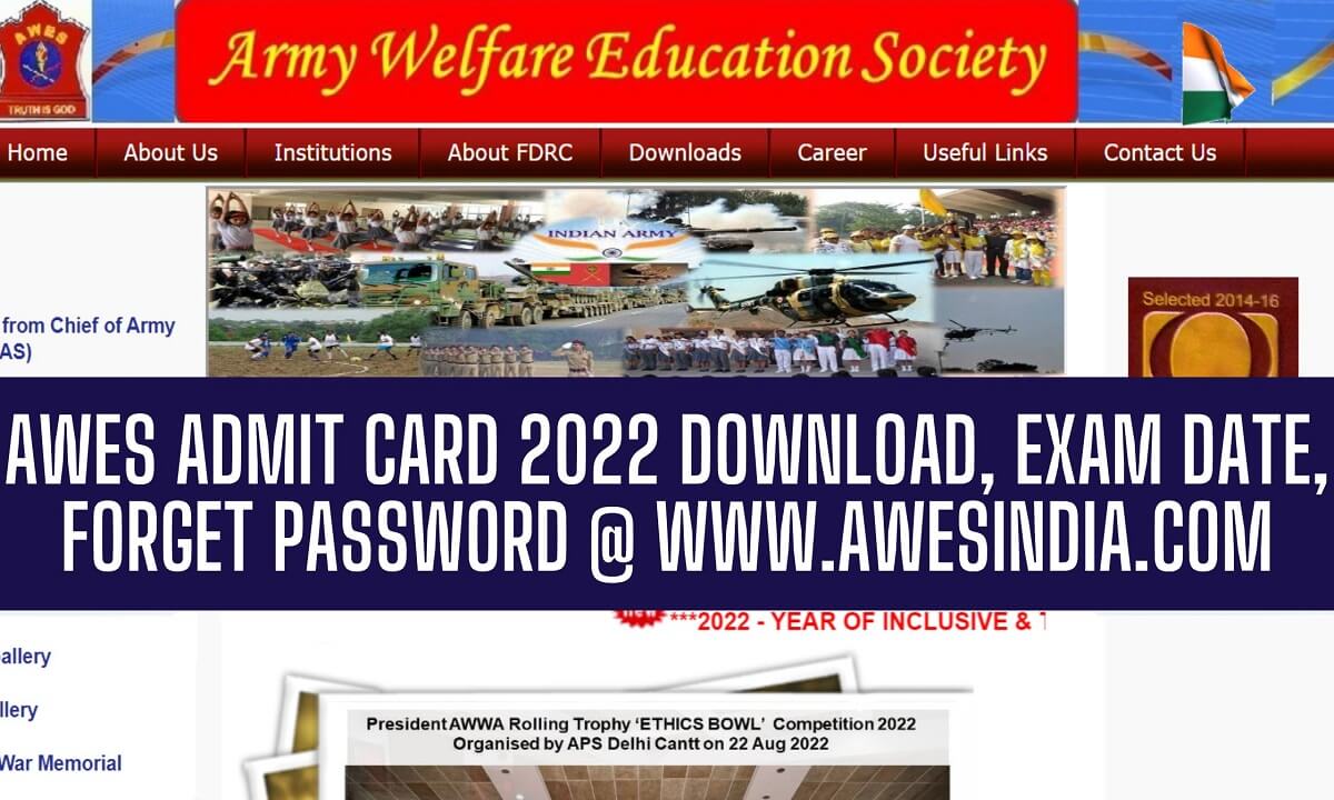 AWES Admit Card 2022, Released @awesindia.com Download PDF