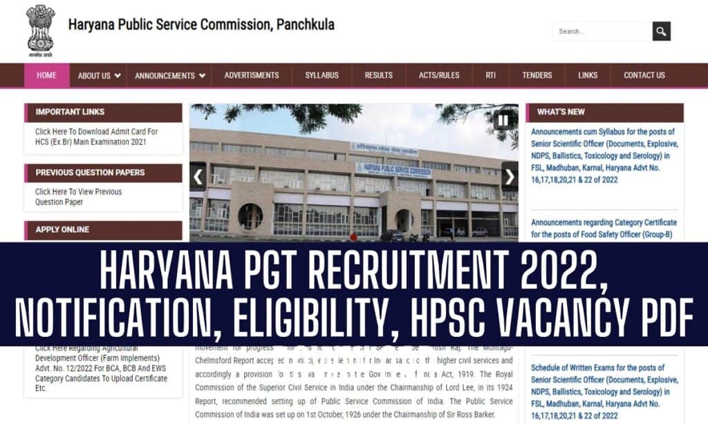 Haryana PGT Recruitment 2022, 4476 Post Apply Now @hpsc.gov.in
