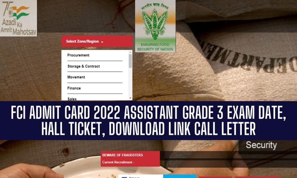 FCI Admit card 2022 Assistant Grade 3, Download Hall Ticket @fci.gov.in