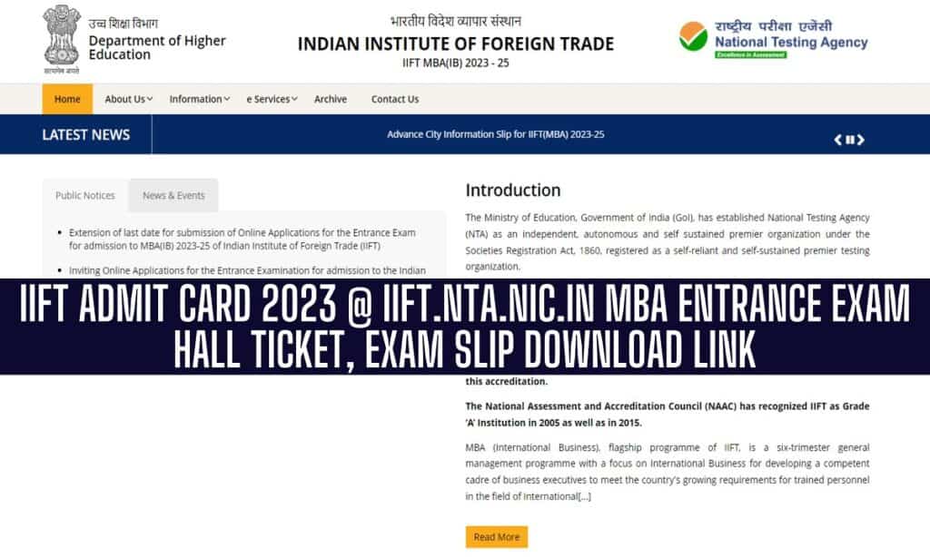 IIFT Admit Card 2023, Download Hall ticket @iift.nta.nic.in 
