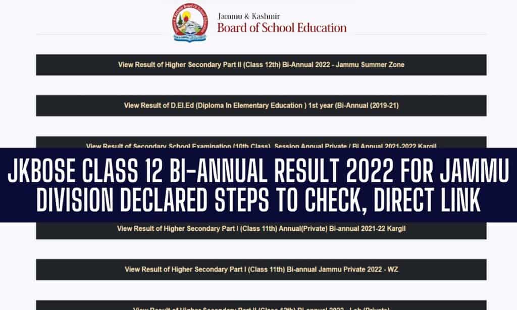 jkbose.nic.in Class 12th Result 2022,Jammu Division [लिंक जारी]