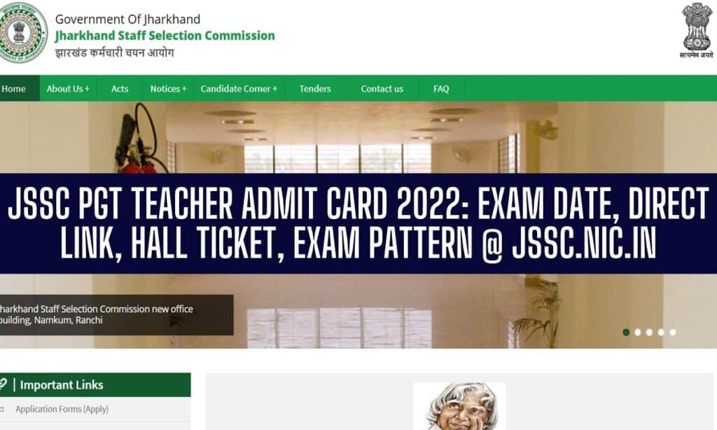 JSSC PGT Teacher Admit Card 2022,Download [लिंक जारी] @jssc.nic.in