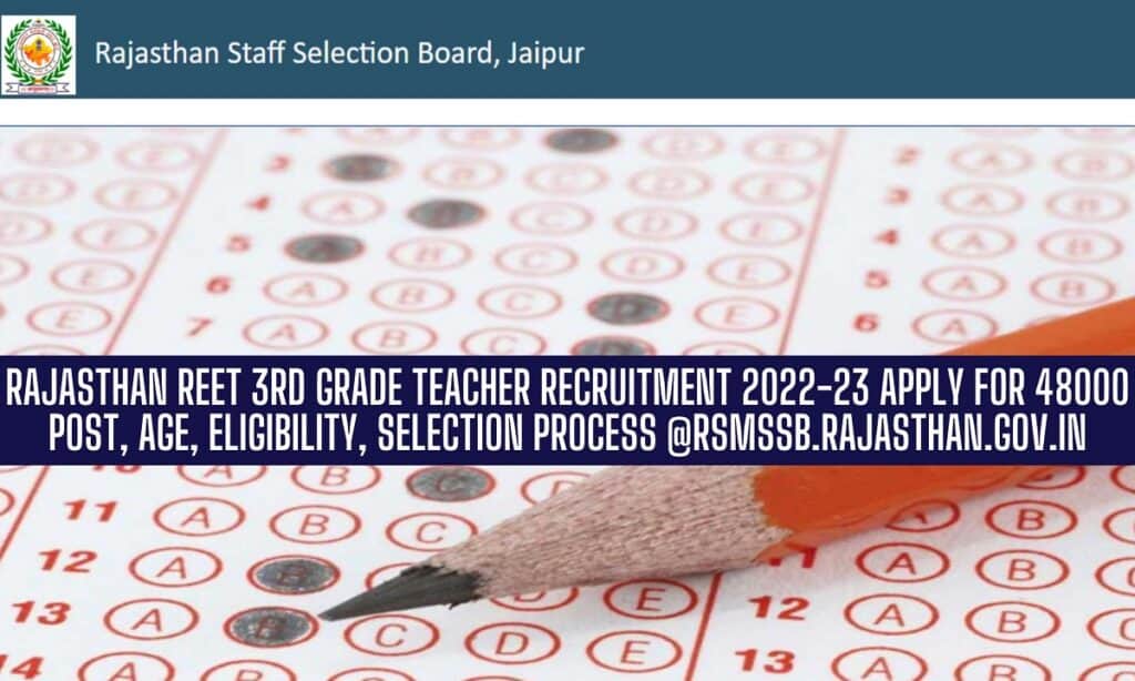 Rajasthan REET 3rd Grade Teacher Recruitment 2022-23[48000] Eligibility @rsmssb.rajasthan.gov.in