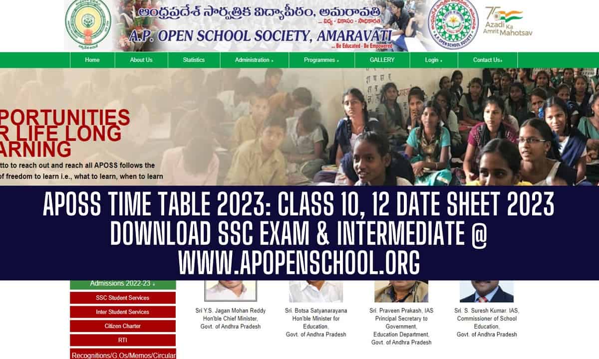 APOSS Class 10th & 12th time table 2023, Download @apopenschool.org
