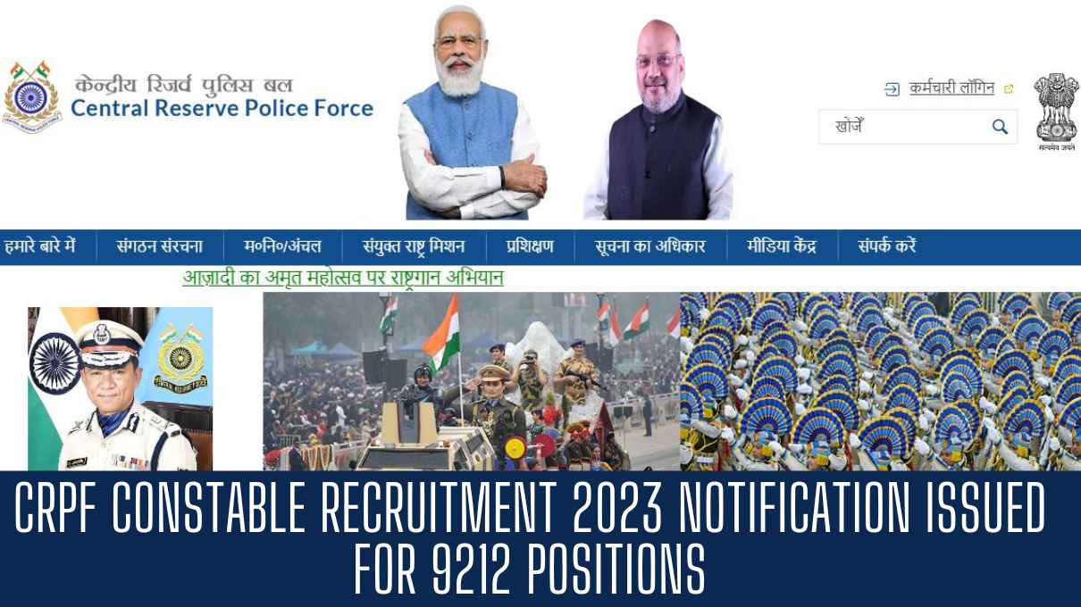 CRPF Constable Recruitment 2023,Application Link 9212 Post