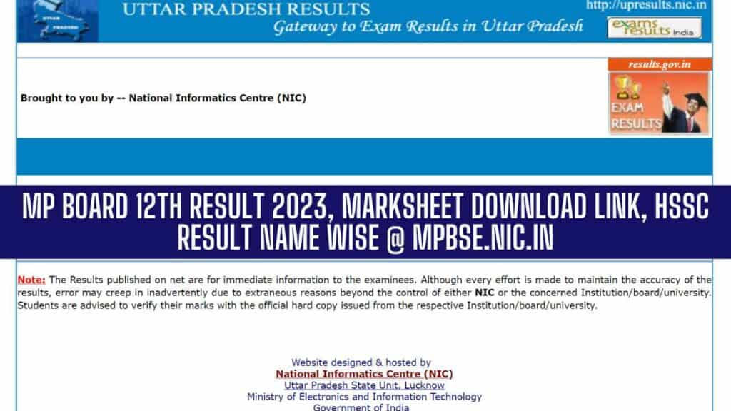 MP Board 12th Result 2023, Marksheet Download Link, HSSC Result Namewise @mpbse.nic.in