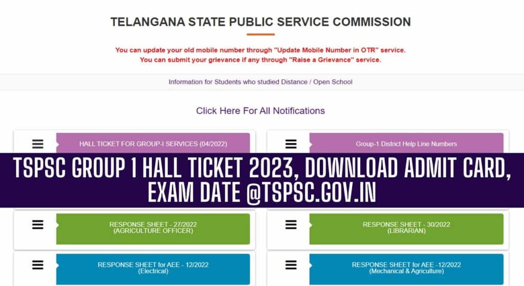 TSPSC Group 1 Hall Ticket 2023, Download Admit Card, Exam Date @tspsc.gov.in